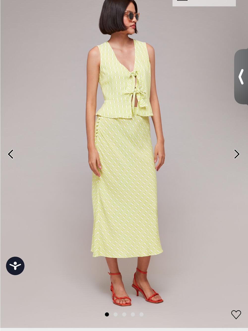 Whistles Lime Patterned Maxi Skirt